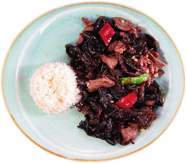 Schwarzpilz mit Rindfleisch